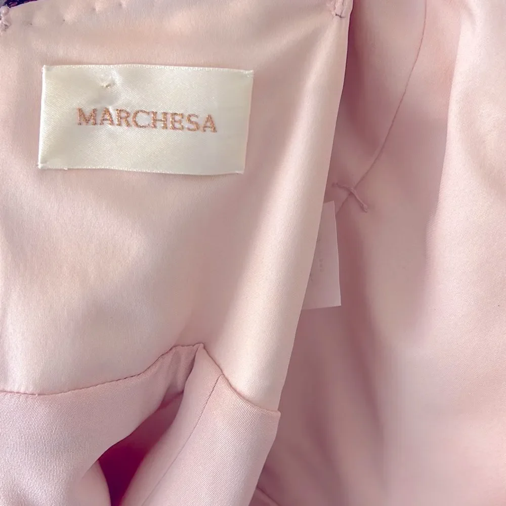 Marchesa Silk Lace Strapless Dress Pale Pink 6 - Picture 6 of 7